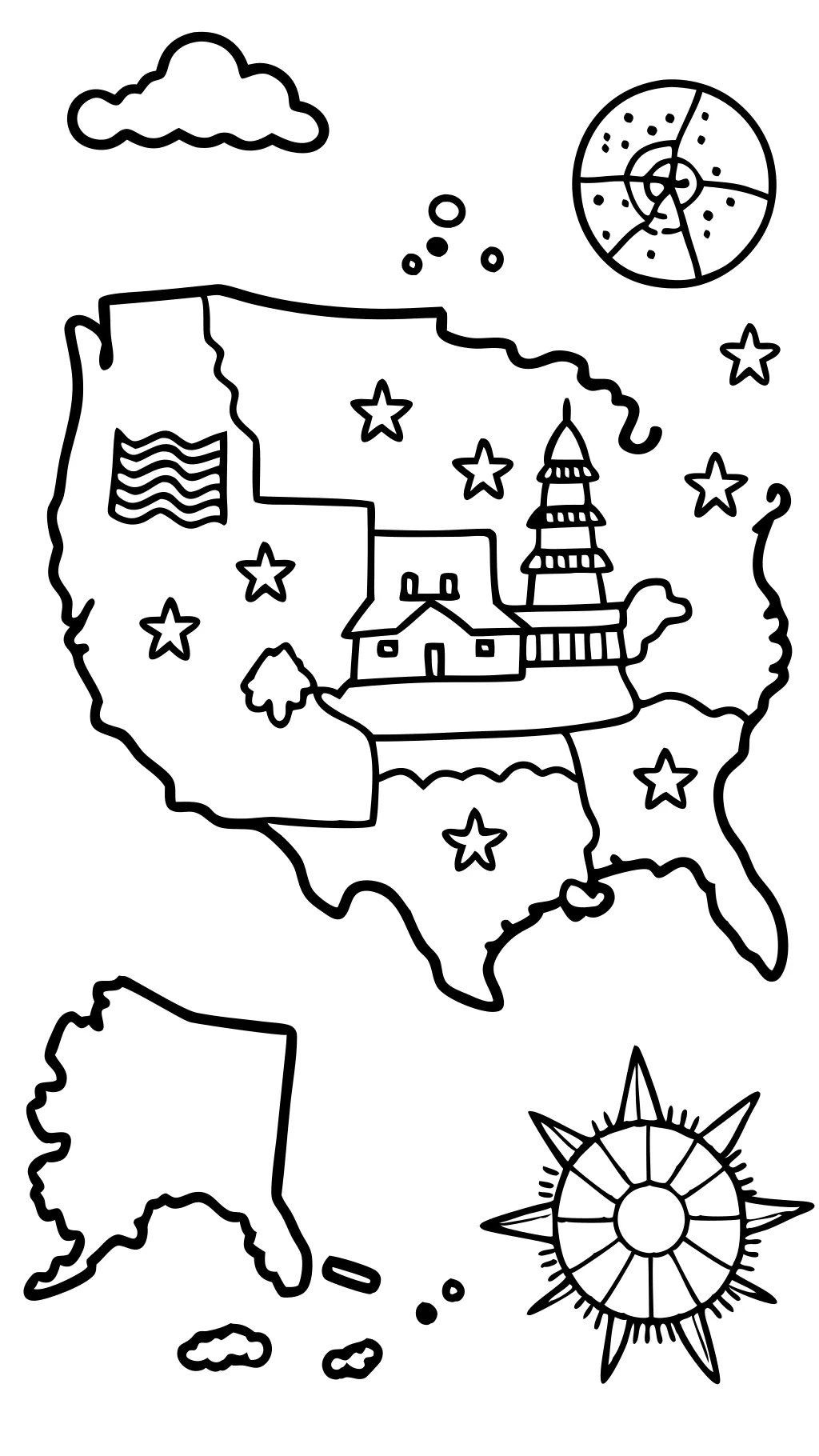 map of usa coloring page